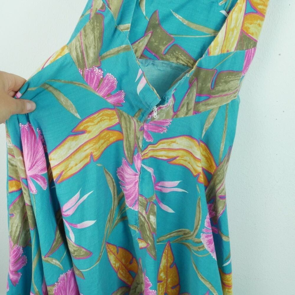 Vintage Retro Halter Dress Pinup Fit Flare Circle Skirt Tropical Rockabilly S - Picture 4 of 8